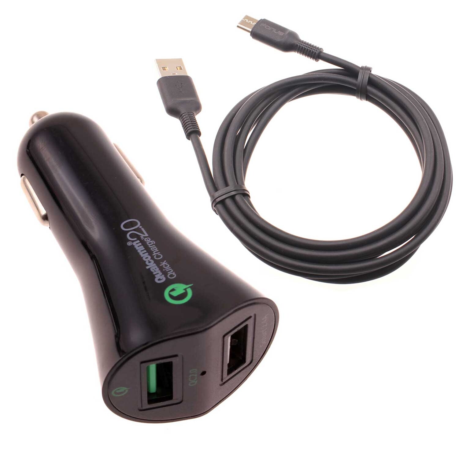 30W Fast Car Charger for Samsung Galaxy S24/Ultra/Plus with 2-Port USB & 6ft Cable