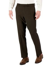 Perry Ellis Portfolio Men's Modern-Fit Solid Resolution Pants Major Brown-42x30