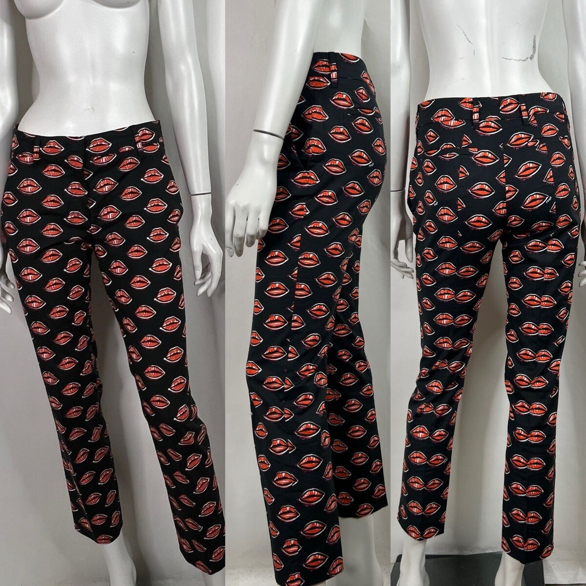 Vtg PRADA 2016 BLACK LIPS PRINT PANTS IT38 | eBay Vtg PRADA 2016 BLACK LIPS PRINT PANTS IT38 | eBay