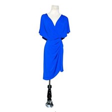 CUSHNIE Royal Blue High Low Wrap Cocktail Dress size 6