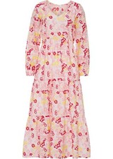 Maxikleid mit Blumendruck Gr. 40 Wollweiß Softrosa Damen Maxi Sommer-Kleid Neu*