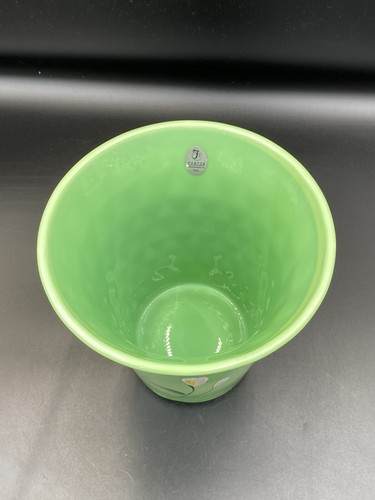 2007 FENTON JADE CHAMELEON GREEN ROSENTHAL COLLECTION FLIP VASE SANDY STEPHENS - Picture 5 of 7