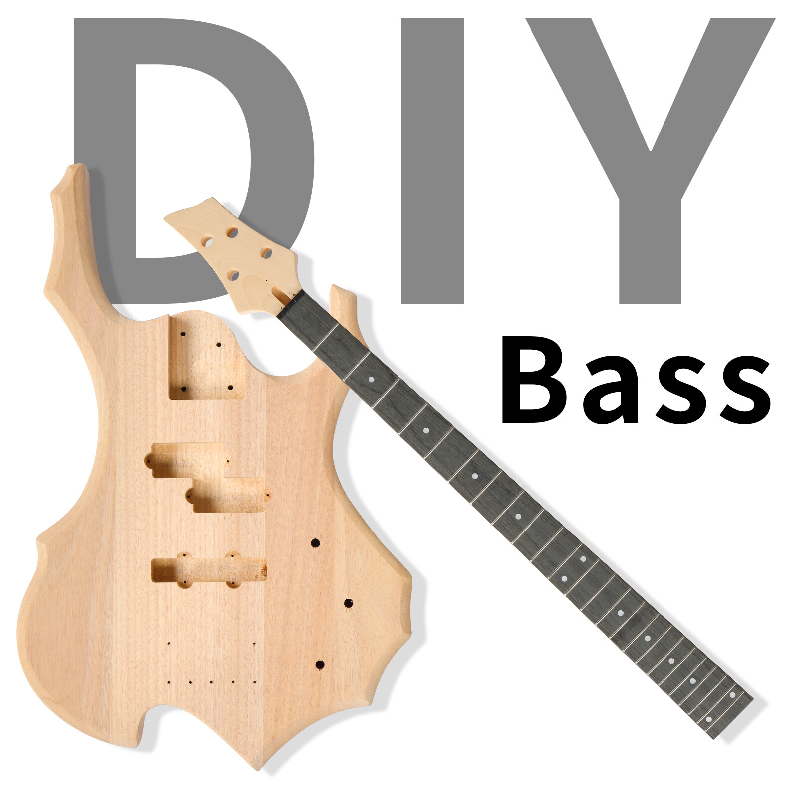 DIY 44inch Fired Style Electric Bass Guitar Kits with Mahogany Body, Maple Neck