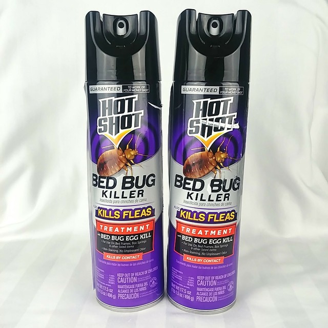 2 Hot Shot Spray Aerosol Bed Bug &amp; Flea Killer 17.5 OZ Can