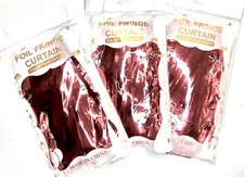 3 Pack Metallic Red Foil Fringe Curtain Backdrop Party Decor Photo 3'x 6'-1/2"