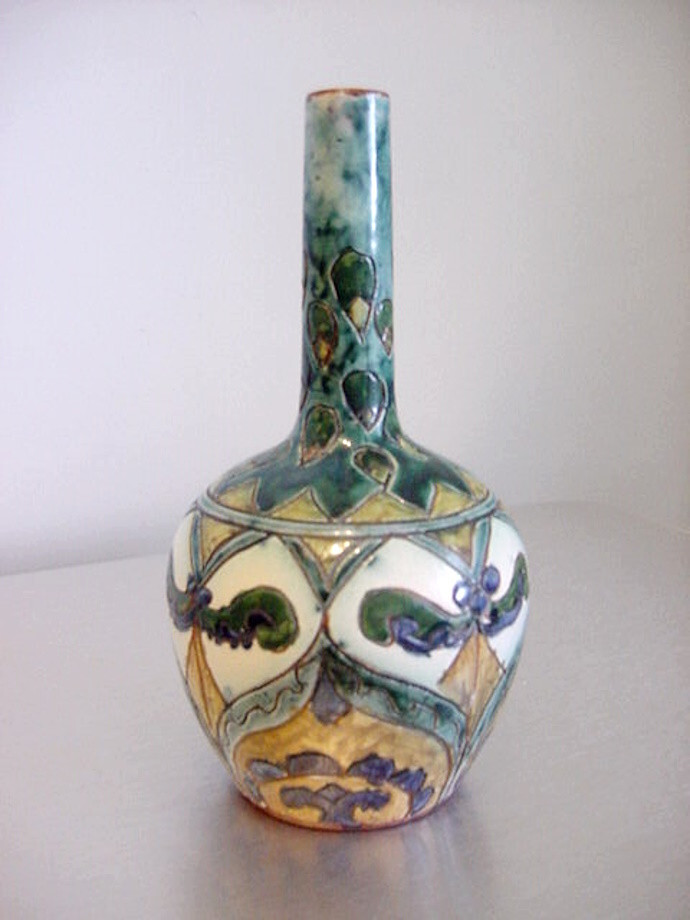Antique Studio Pottery Vase CARLO MANZONI GRANVILLE Della Robbia