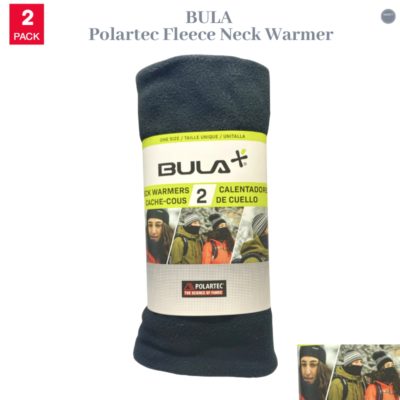 Bula Neck Warmer Black Gaiter Wrap Scarf 2 Pack Polartec Fleece