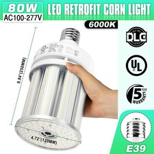 80W LED Corn Light Bulb Retrofit Warehouse Parking Lot light E39 Mogul Base 6k