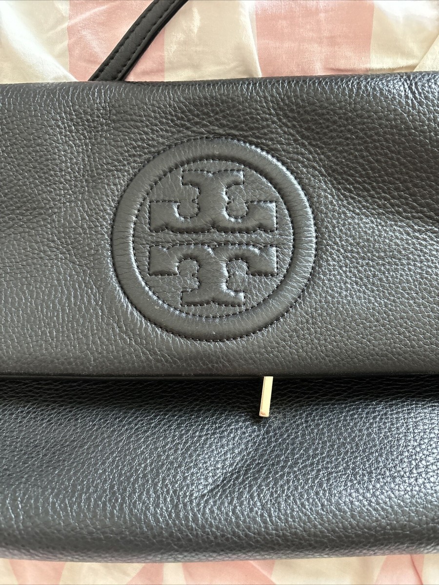 tory burch pebble leather bombe fold over black crossbody tory burch pebble leather bombe fold over black crossbody