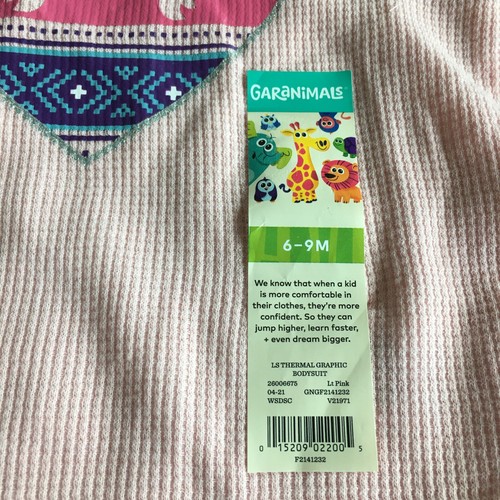 Neu mit Etikett Garanimals rosa Langarm Einhorn Herz Einteiler 6-9 Monate - Bild 3 von 6