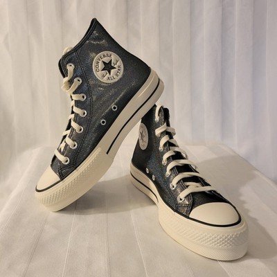 Converse Chuck Taylor All Star Lift Gym Black Glitter High Top Platform Shoes