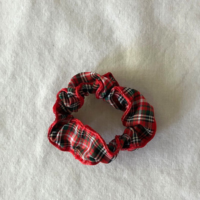 American Girl Pleasant Co Red Vinyl Jumper RED PLAID SCRUNCHIE Hair Acc Only EUC