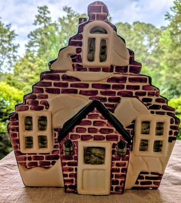 Vtg MCM Very Rare Jonal Ceramic Grannys Red Brick Cottage House Cookie Jar