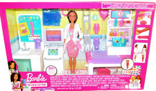 Barbie Careers You Can Be Anything Doctor Brunette Doll Cast fast Clinic Playset