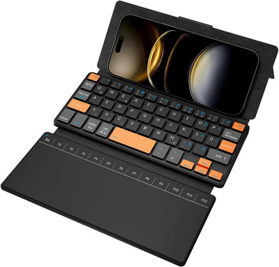 Mini Bluetooth Keyboard With Trackpad Foldable Wireless Pocket Keyboard Orange