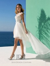 Summer Brautkleid Hochzeitskleid 34-52n.Maß vorne kurz hinten lang Knöpfe