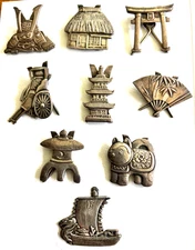 8 Japanese K. Uyeda Sterling Silver 950 Place Card Holders plus 1 extra