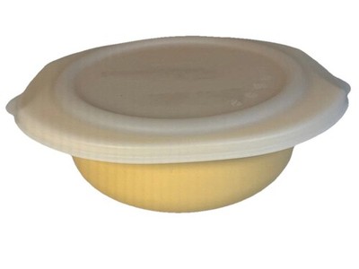 Rare Vintage Tupperware Oval Beige Bowl w Lid Made In France 3 Quart