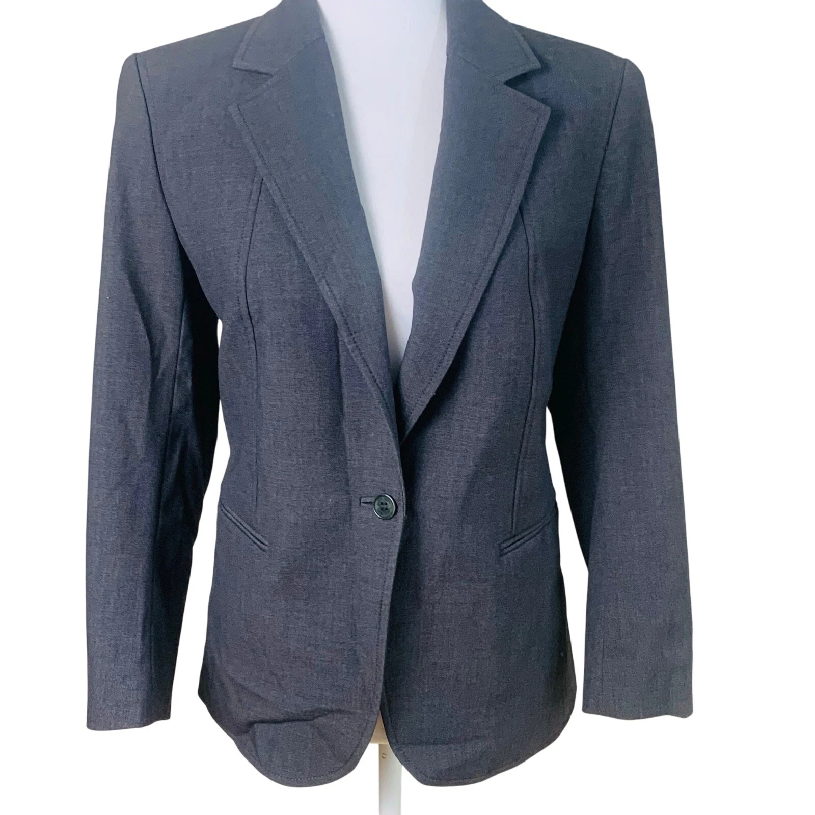 VETEMENTS Giacca blazer donna Anne Klein taglia 8 un bottone grigio lavoro carriera
