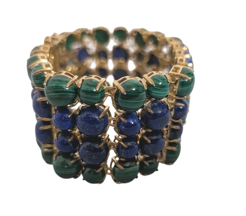 Brazalete de malaquita y lapislázuli chapado en oro de plata de ley Rarities - Nuevo con etiquetas - $1040,50 Foto 4 de 4