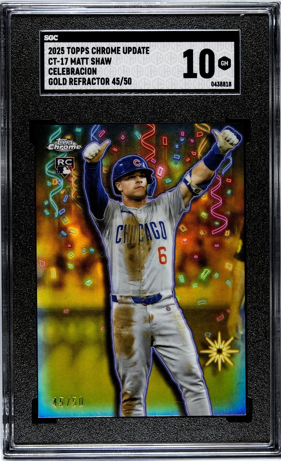 2025 TOPPS CHROME UPDATE BASEBALL MATT SHAW CUBS CELEBRACION GOLD PARALLEL /50