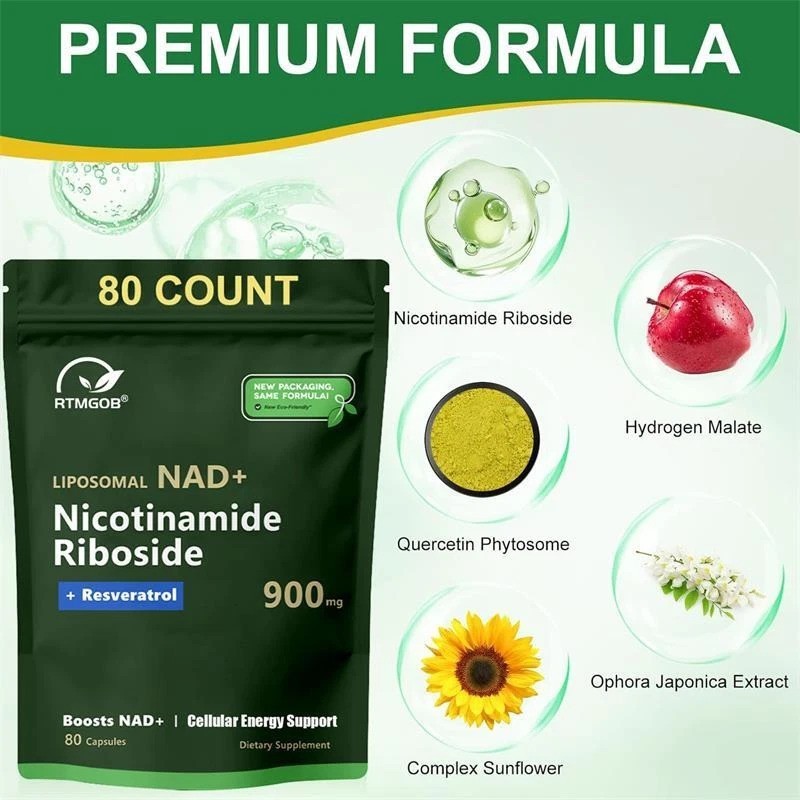 NAD+ Supplement for Anti-Aging Energy Focus & Nicotinamide Riboside Resveratrol