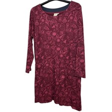 Weird Fish UK 22 Burgundy Floral Fit & Flare Dress Long Sleeve