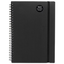 Matt Black Poly Squared A5 Wiro Notebook 160 White Perforated Pages