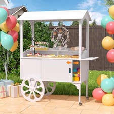 Candy Cart for Party - Cake Stand - Dessert Cart with Wheels & Storage Cabinet
