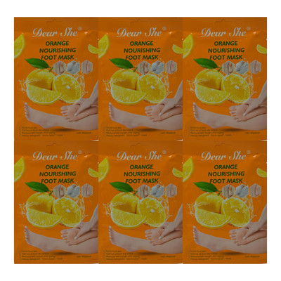 Orange Nourishing Foot Mask (''Sock Type'') by Dear She, 40g (Pack of 6)