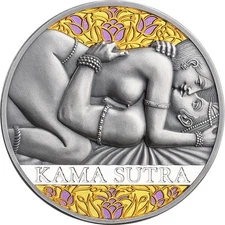 2026 Cameroon Kama Sutra III Moments of Love 1 oz Antique finish Silver Coin