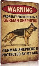 German Shepherd Warning Tin Metal Signs Home D cor 8x12 Property Protected by Gu