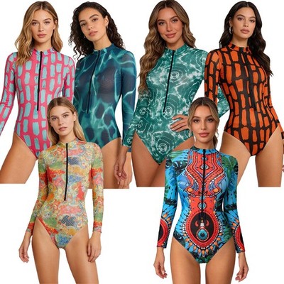 Women Beachwear Vacation Bathing Suit Water Park Swimsuit Sun One Piece Protect