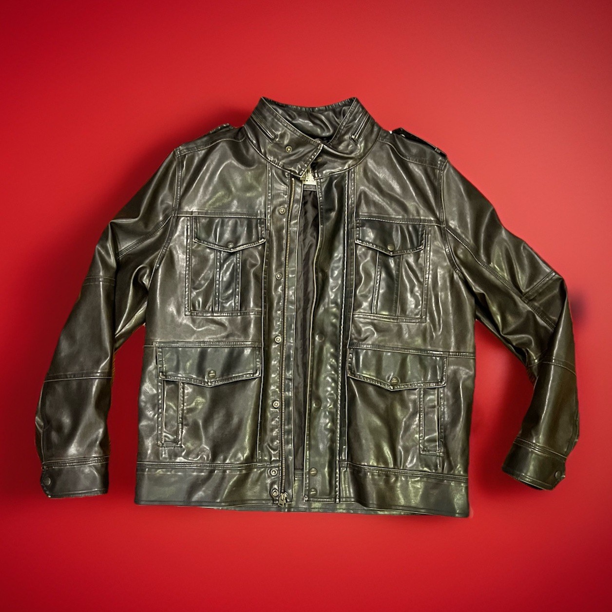 Brown Leather Jacket Levis Large - image 1