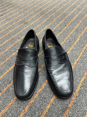 Bruno Magli Men s Black Leather Penny Loafers Italian Designer Dress Shoes