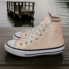 CONVERSE COATED Orange Dreamsicle GLITTER CHUCK ALL STAR KIDS Youth Siz 2 Hi Top