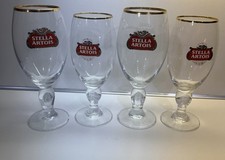 Set Of 4 STELLA ARTOIS  Gold Rimmed Beer Glass~ 2 Pint & 2 40cl