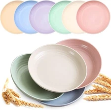 6 PACK Unbreakable Dinner Plates, 6.9 Inch Wheat Straw Plates, Reusable Deep Pla