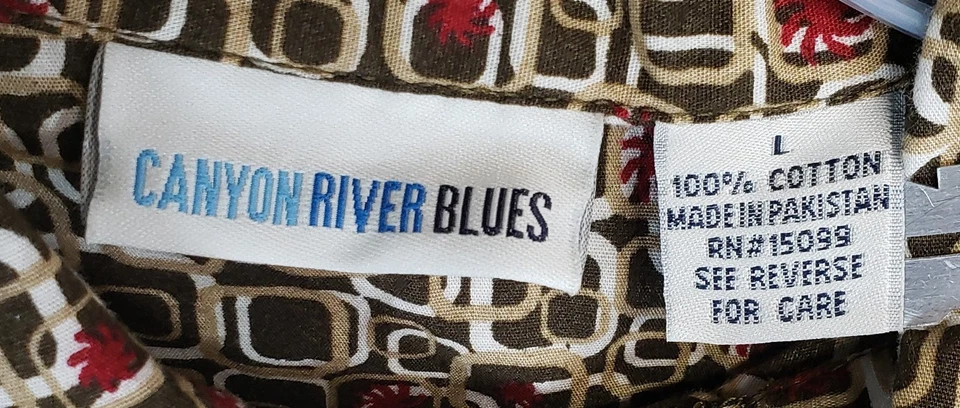Мужская рубашка Canyon River Blues размер L — коричневая с геометрическим узором и коротким рукавом на пуговицах - Изображение 3 из 4