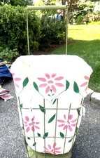 Vtg Hand Painted Liner Farmhouse Metal Rolling Cart Wire Grocery Laundry/Garden