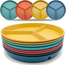 Portion Control Plate 9.6 Inch 8Piece, Divided Plates for Adults with 3 Compartm