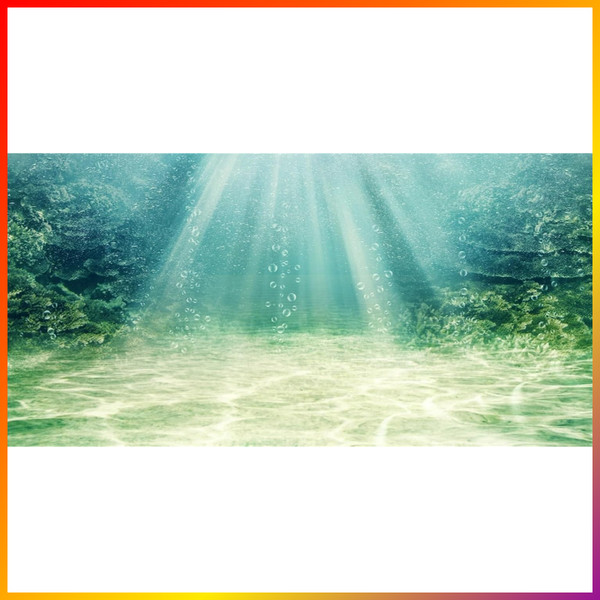 Aquarium Hintergrund 120X50 Cm Wasserpflanzen Unterwasser Ozean Boden Poster-image