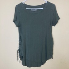 Hollister Must Have Collection Top XS Green Ruched Sides Semi Sheer