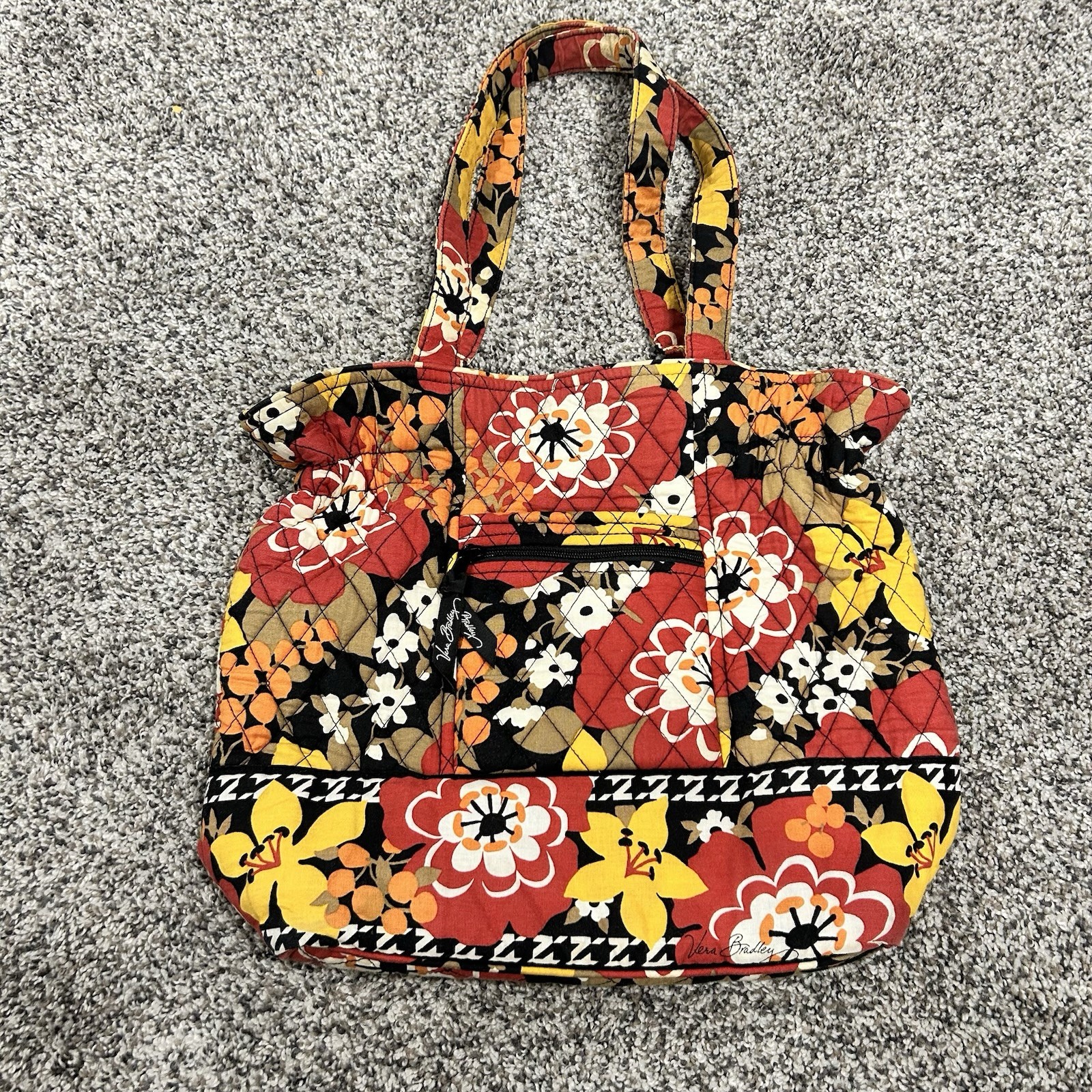 Vera Bradley Bittersweet Floral Houndstooth Zipper Shoulder Bag Purse Fall Zip