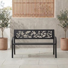Garden Bench Rose 3 Seater Steel Outdoor Patio Park Seating Furniture Seat