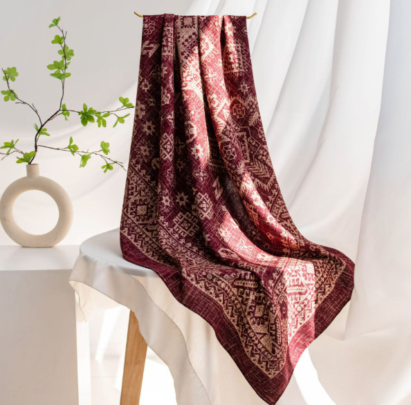 70% Cashmere 30% Silk 140X140cm totem Print Shawl Square Scarf Neckerchief new