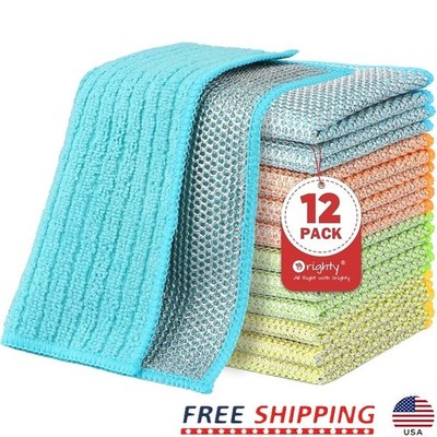 Non Scratch Wire Dish Cloths Reusable Kitchen Cleaning Rags Absorbent Durable US