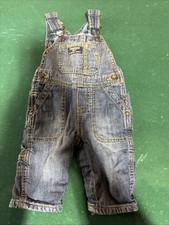 OshKosh Bgosh Denim Infant Overalls Size 3 Months Vestbak Blue Lined