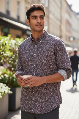 J.Crew Men's Long Sleeve Button-Down Shirt with Floral Print