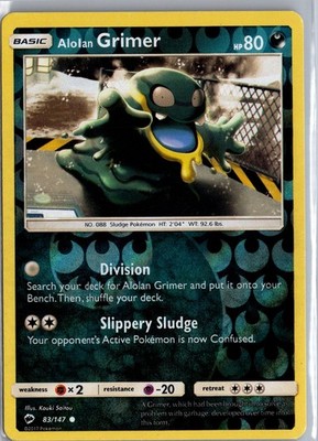 Alolan Grimer 83/147 Common Burning Shadows Pokemon Reverse Holo Lightly Played
